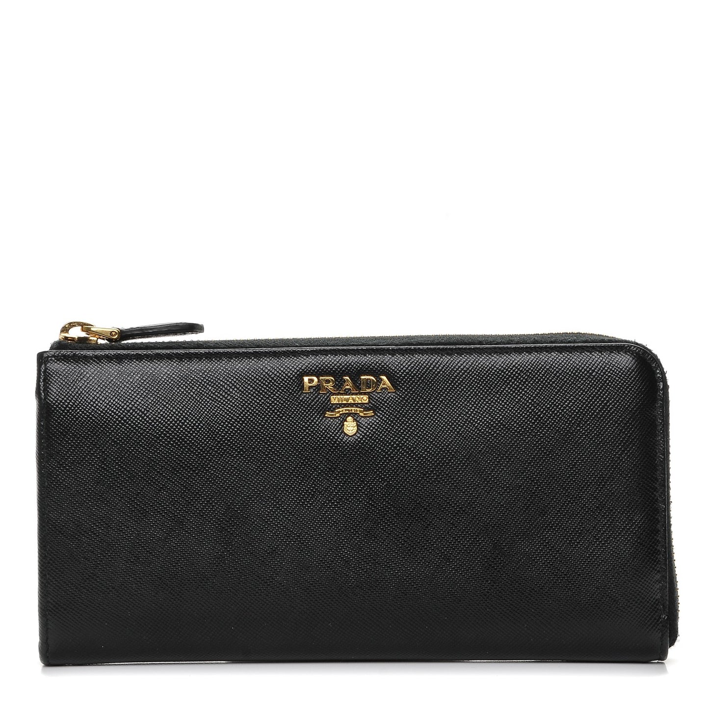 Saffiano Metal Zip Around Wallet Nero Black