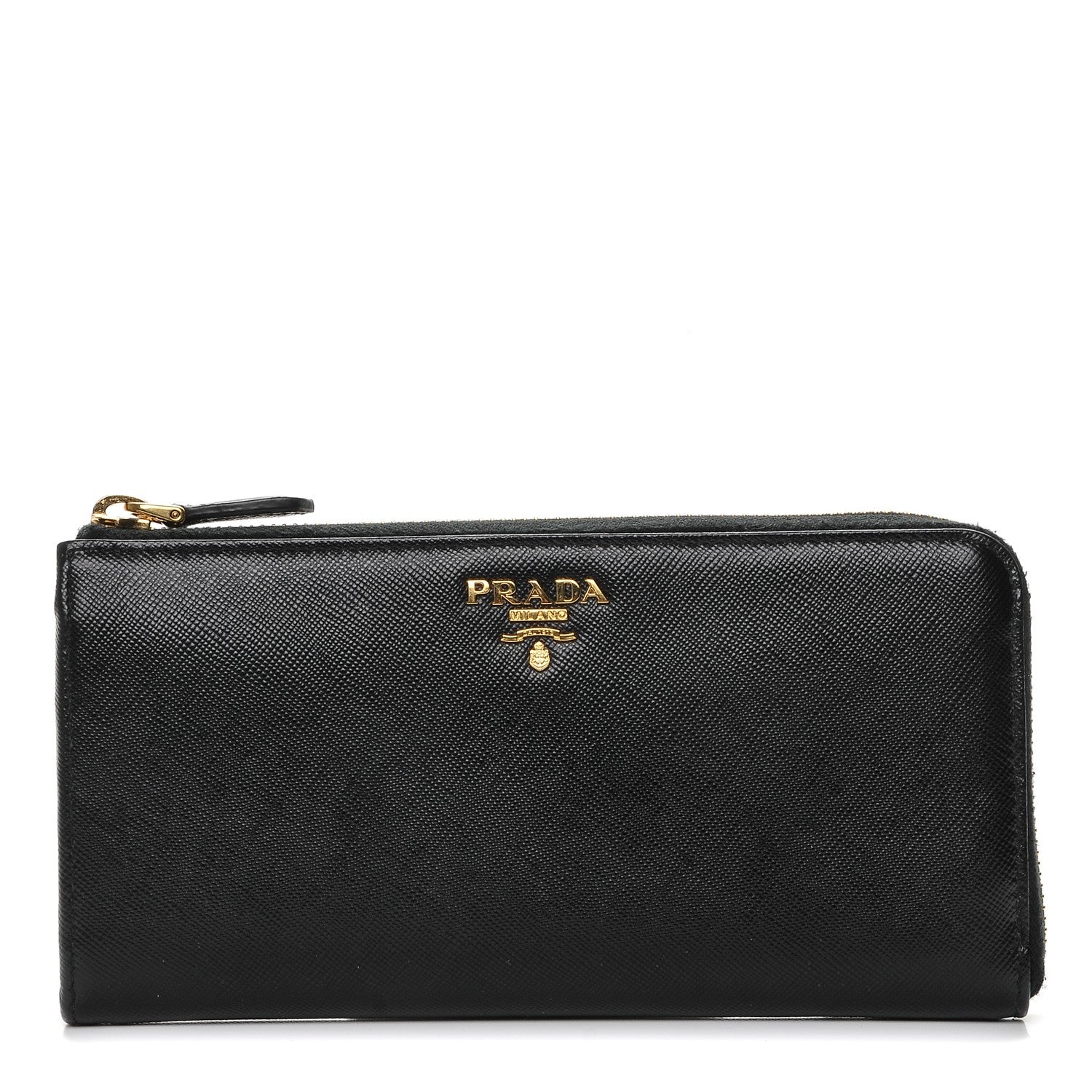 Prada Saffiano Metal Zip Around Wallet Nero Black 1 of 7
