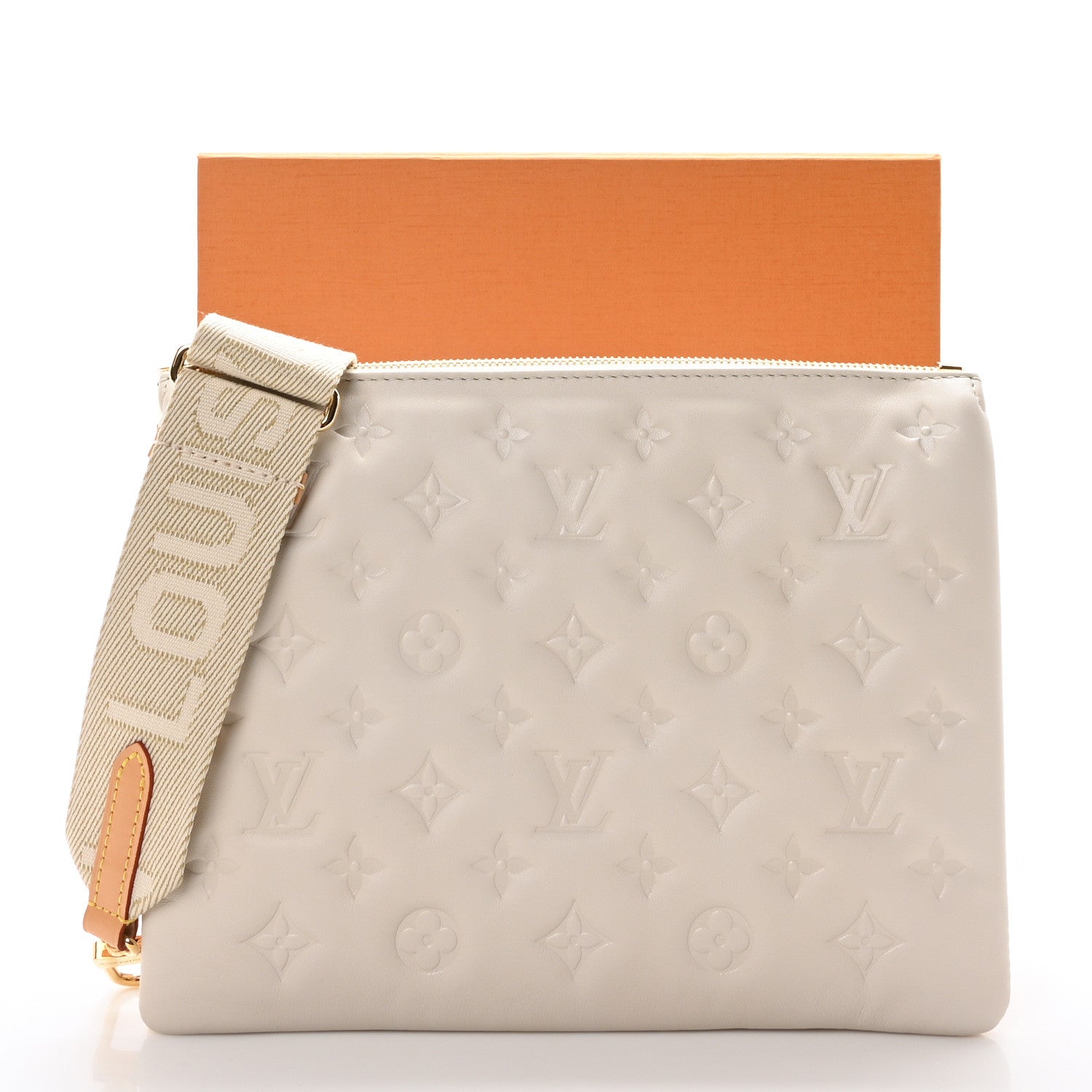 Louis Vuitton Lambskin Embossed Monogram Coussin PM Cream 10 of 10
