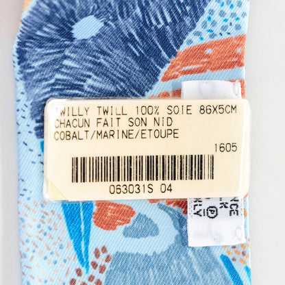 Hermes Silk Chacun Fait Son Nid Twilly Cobalt Marine Etoupe 5 of 6