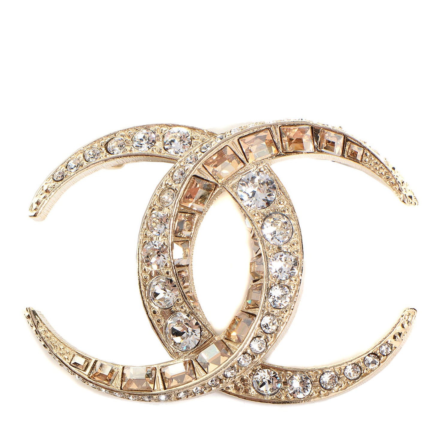 Crystal Large CC Brooch Gold