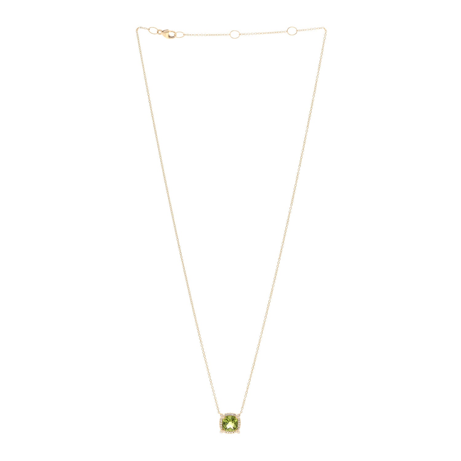 David Yurman 18K Yellow Gold Diamond 7mm Peridot Petite Chatelaine Pave Bezel Pendant Necklace 3 of 4