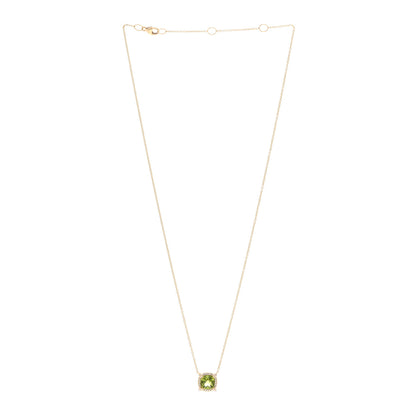 David Yurman 18K Yellow Gold Diamond 7mm Peridot Petite Chatelaine Pave Bezel Pendant Necklace 3 of 4