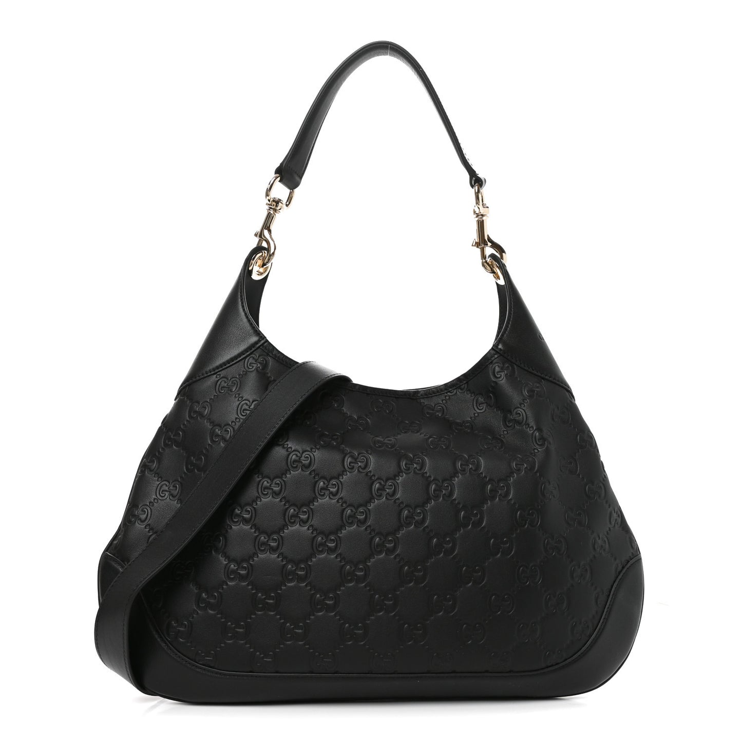GG Calfskin Embossed B Medium Shoulder Bag Arabella Black