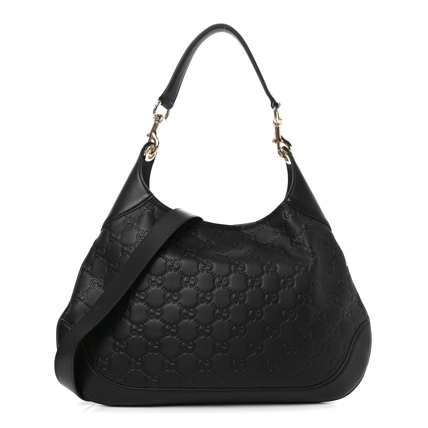 Gucci GG Calfskin Embossed B Medium Shoulder Bag Arabella Black 1 of 10