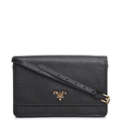 Prada Saffiano Metal Flap Wallet Nero Black 1 of 7