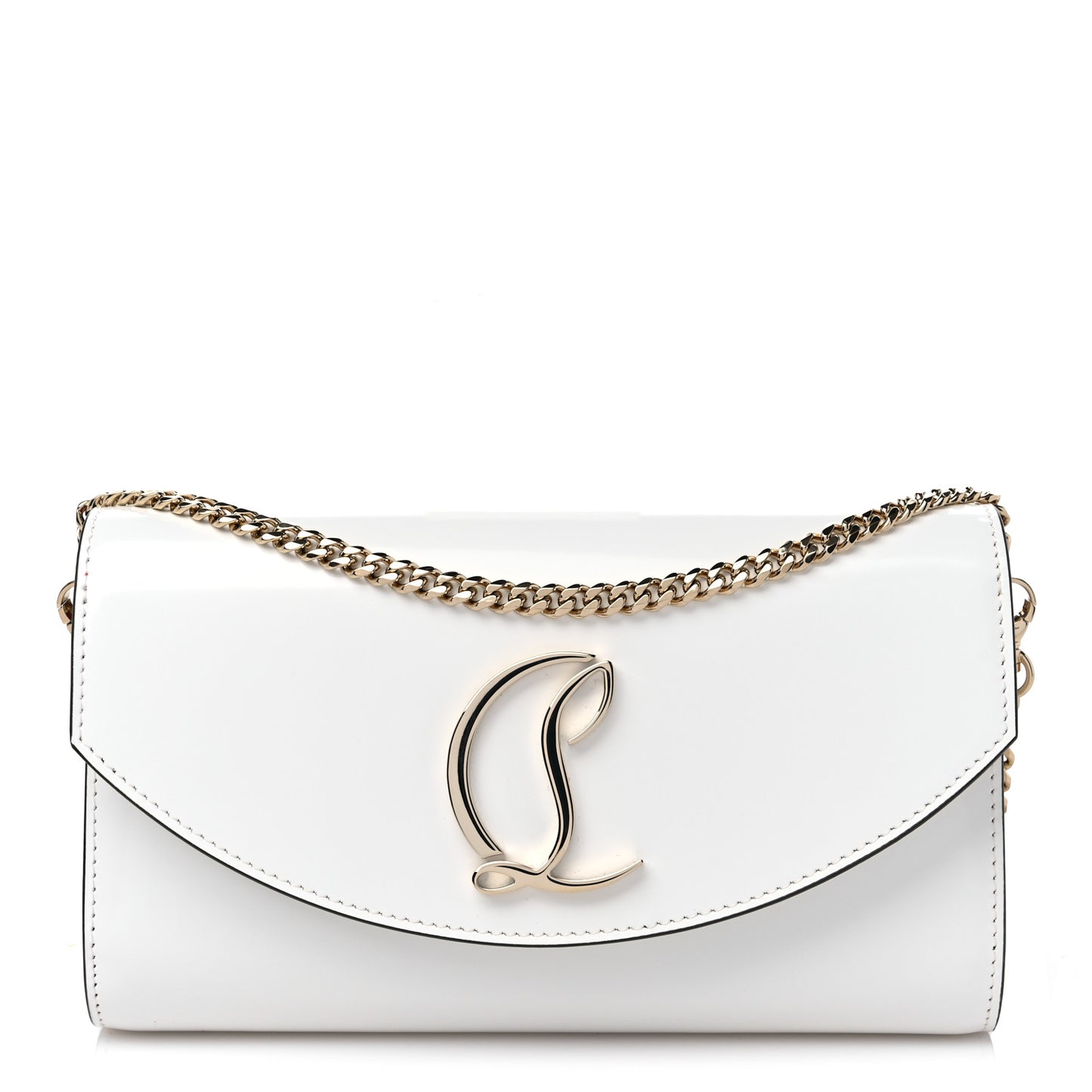 Shiny Calfskin Loubi54 Wallet On Chain White