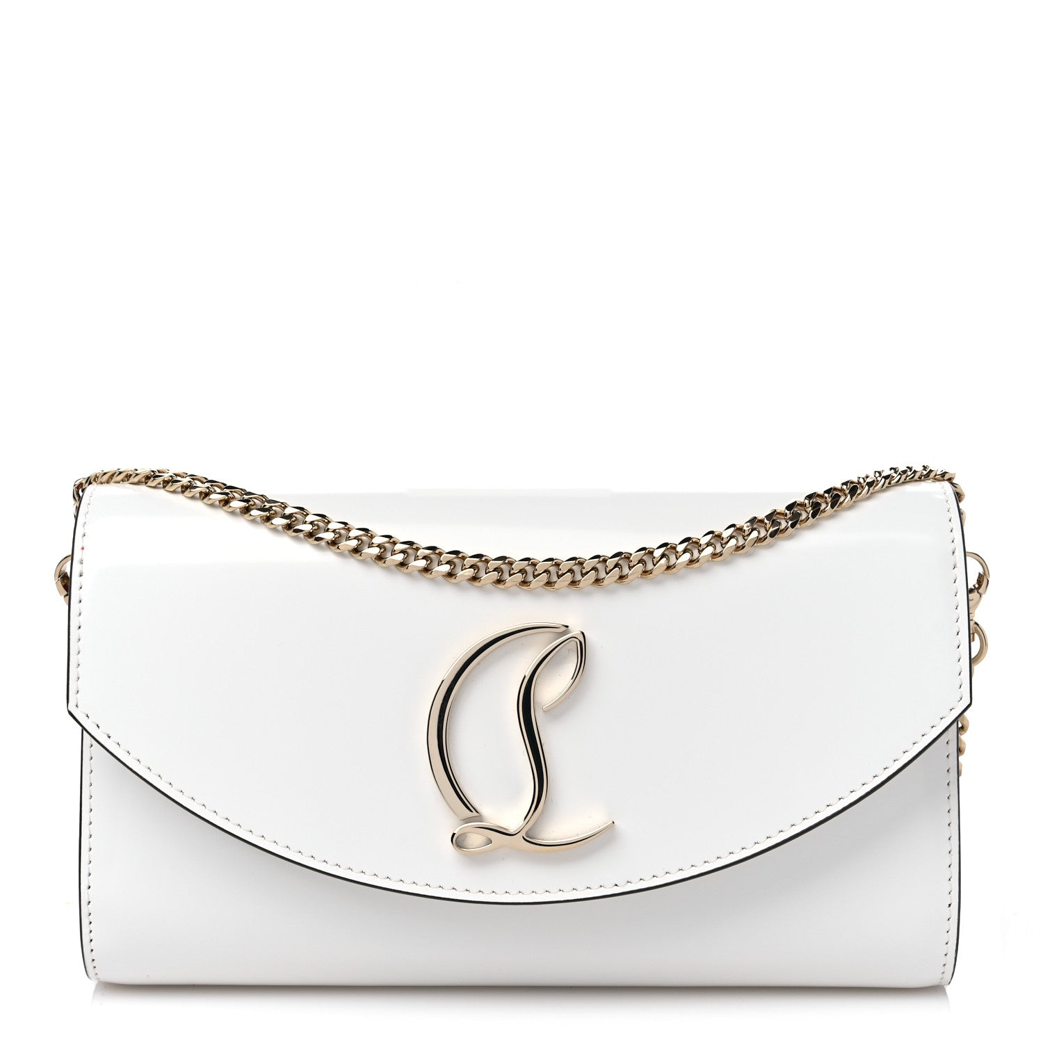 Christian Louboutin Shiny Calfskin Loubi54 Wallet On Chain White 1 of 9