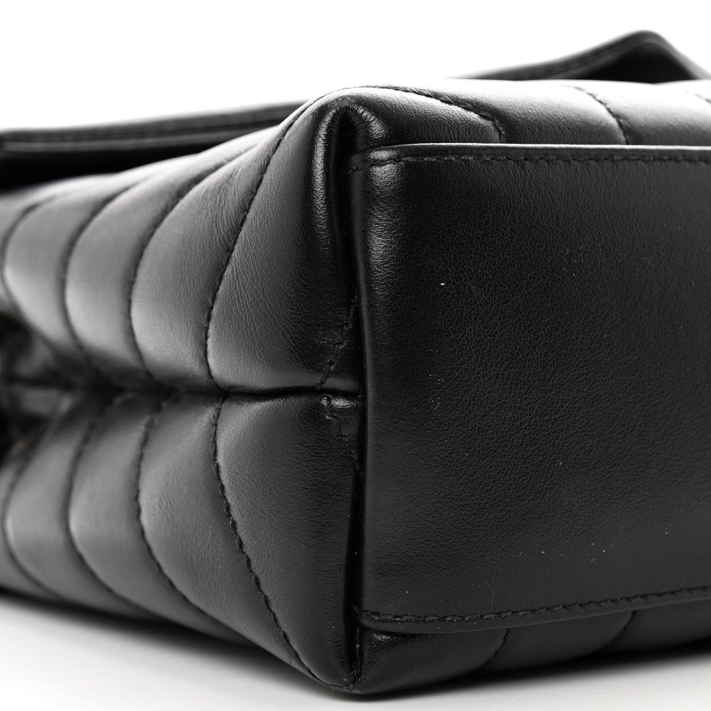 Calfskin Y Quilted Monogram Small Loulou Chain Satchel Black