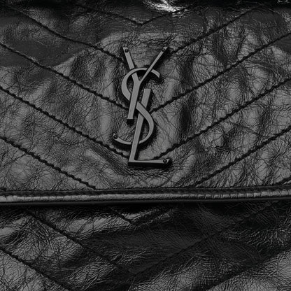 Saint Laurent Crinkled Calfskin Matelasse Monogram Medium Niki Chain Satchel Black 8 of 10