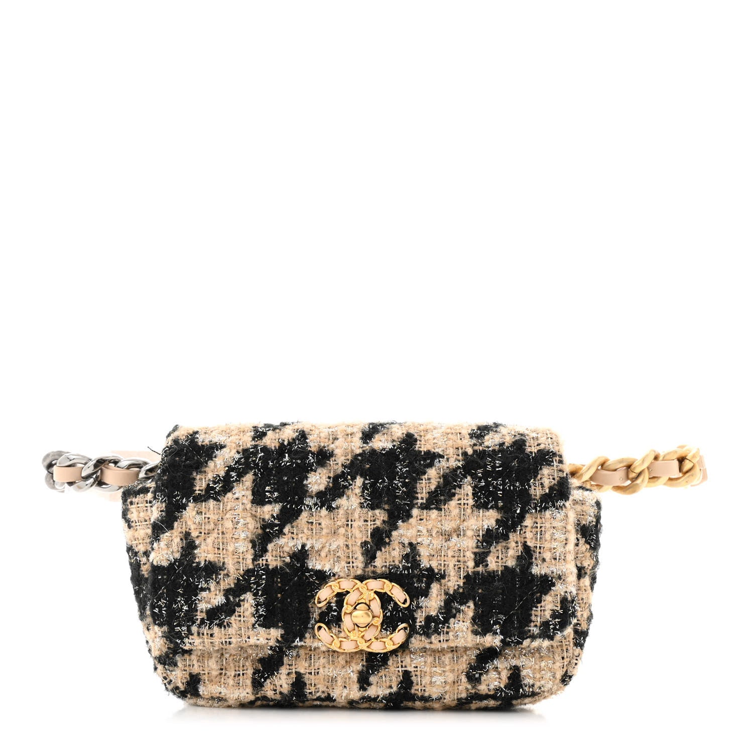 Chanel Tweed Quilted Chanel 19 Waist Bag Beige Black 1 of 11