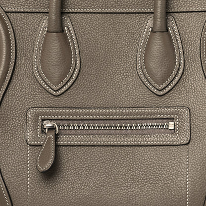 Celine Drummed Calfskin Micro Luggage Souris 6 of 8