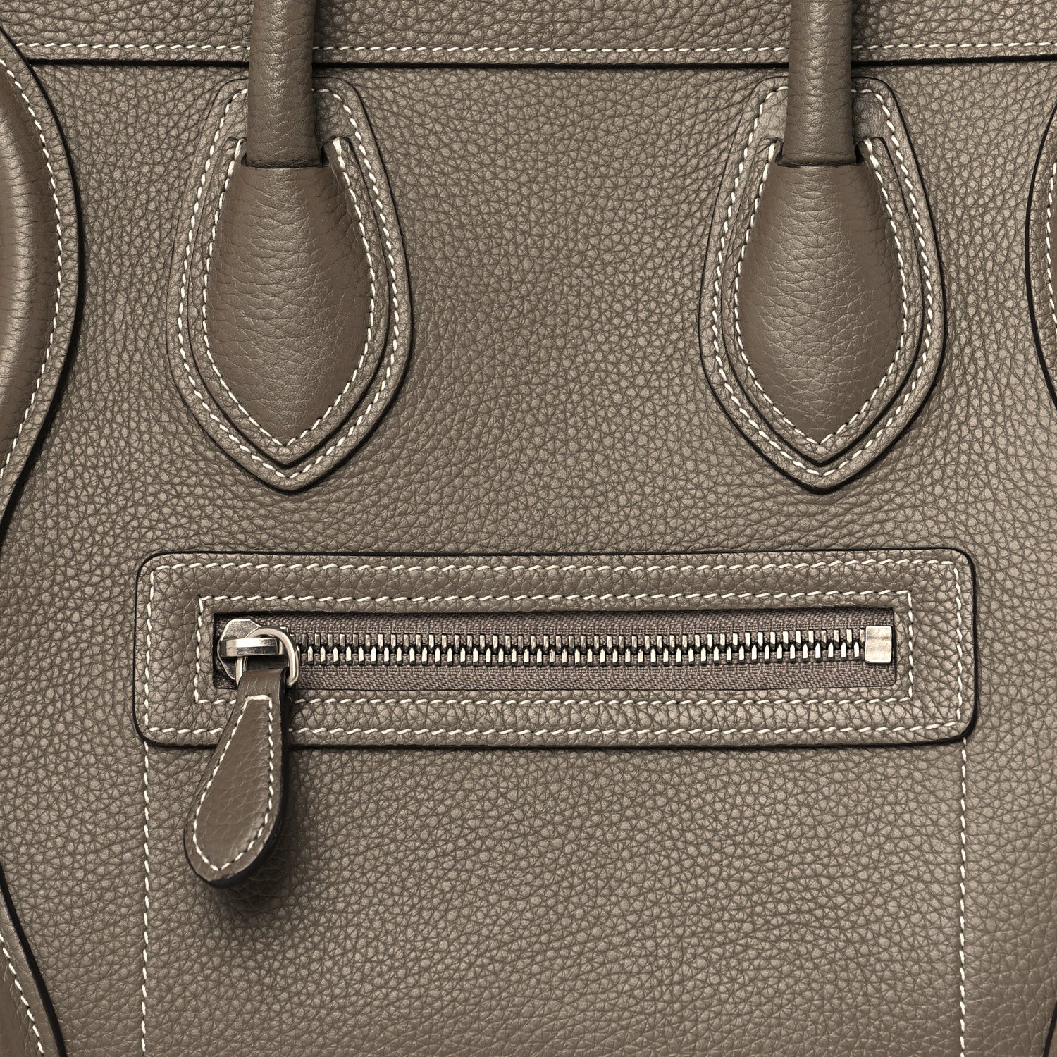Celine Drummed Calfskin Micro Luggage Souris 6 of 8