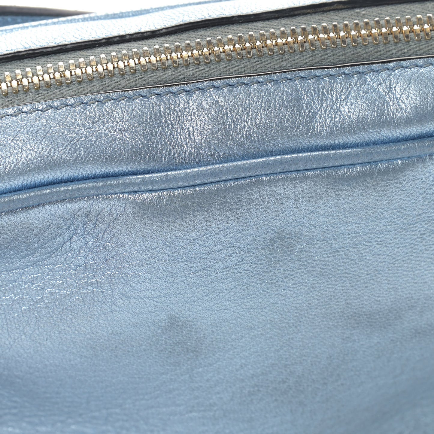 Metallic Vitello Daino Camera Crossbody Bag Light Blue