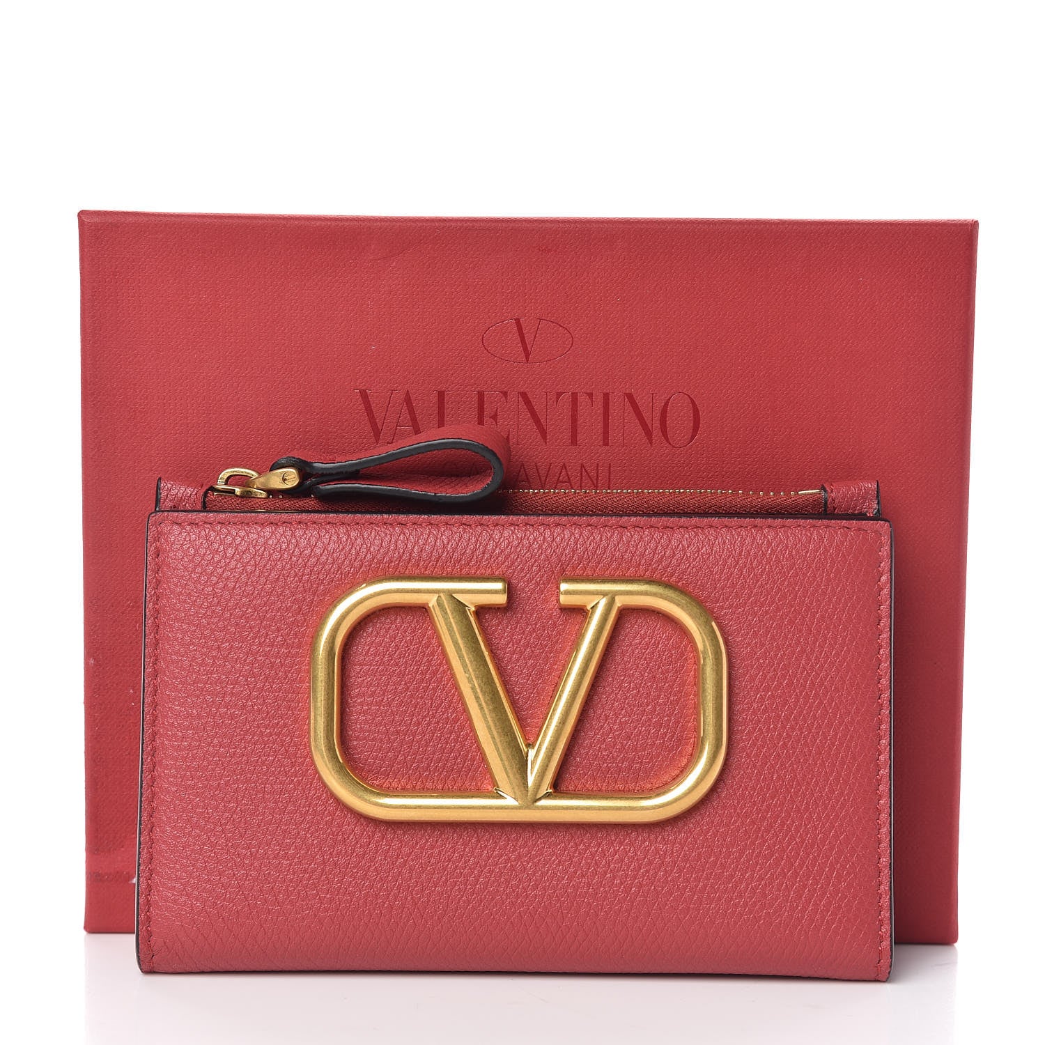 Valentino Garavani Grained Calfskin VLogo Coin Case Card Holder Rouge Pur 7 of 7