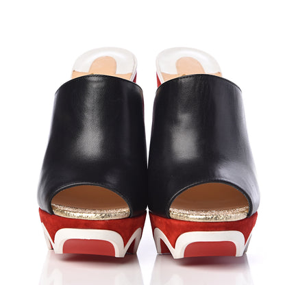 Christian Louboutin Nappa Suede Mulacramp 140 Sandals 36 Black Red 2 of 13