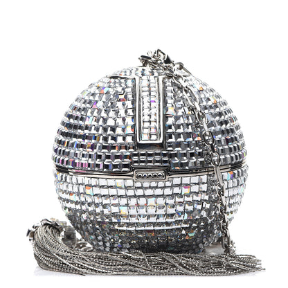 Judith Leiber Swarovski Crystal Disco Ball Minaudiere Clutch Silver 1 of 7