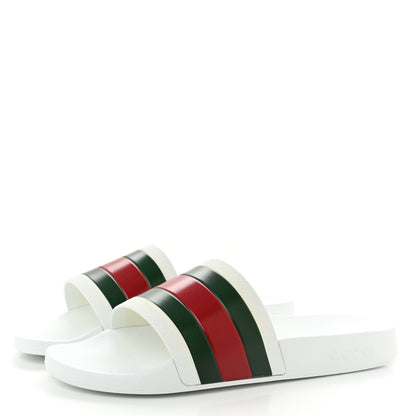 Gucci Rubber Web Mens Pool Slide Sandals 7 White Green Red 4 of 10