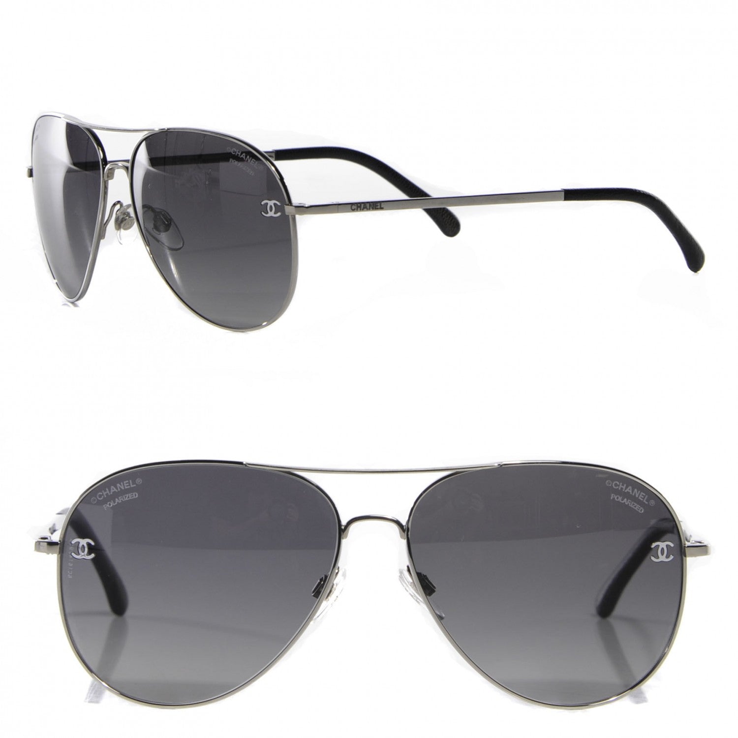 Chanel CC Aviator Sunglasses 4189-T-Q Silver 1 of 7