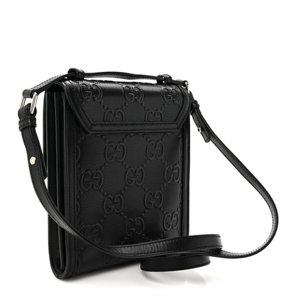 Gucci Calfskin GG Tennis Embossed Messenger Bag Black 3 of 12