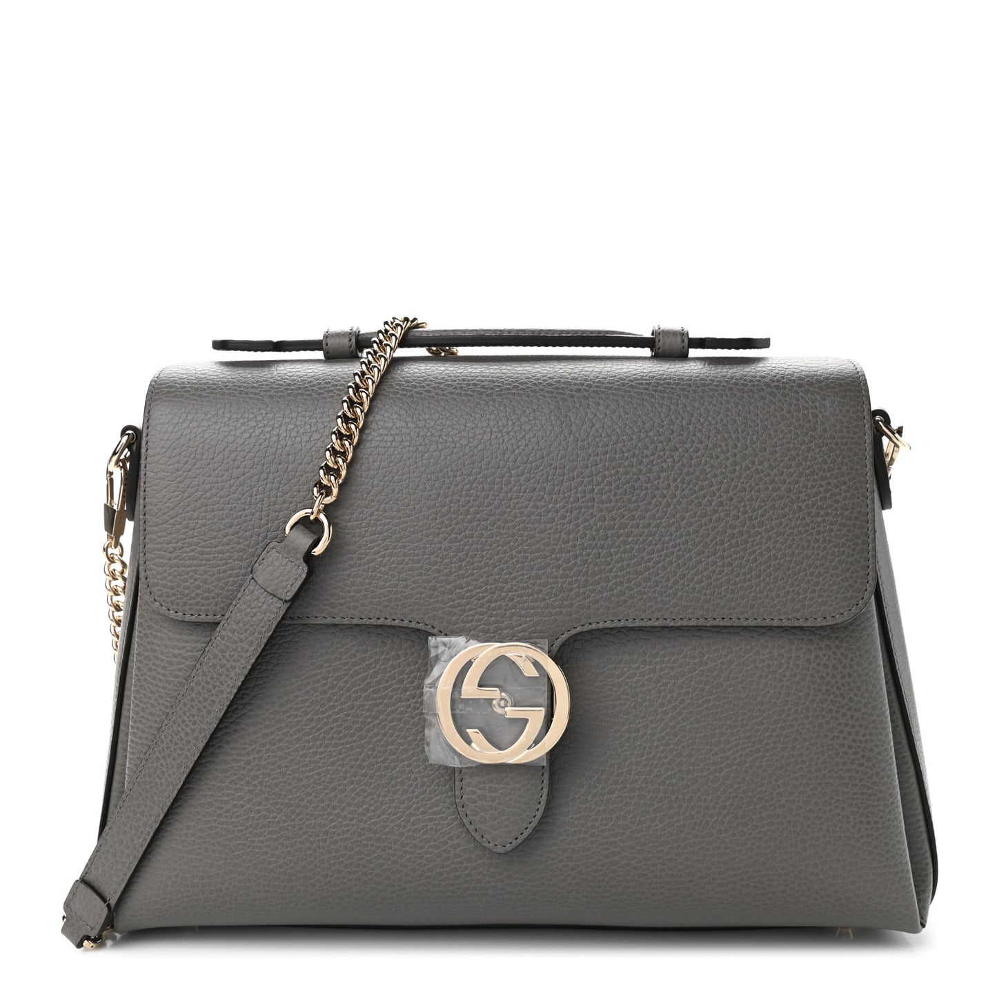 Dollar Calfskin Medium Interlocking G Top Handle Shoulder Bag Loess
