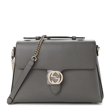 Gucci Dollar Calfskin Medium Interlocking G Top Handle Shoulder Bag Loess 1 of 8