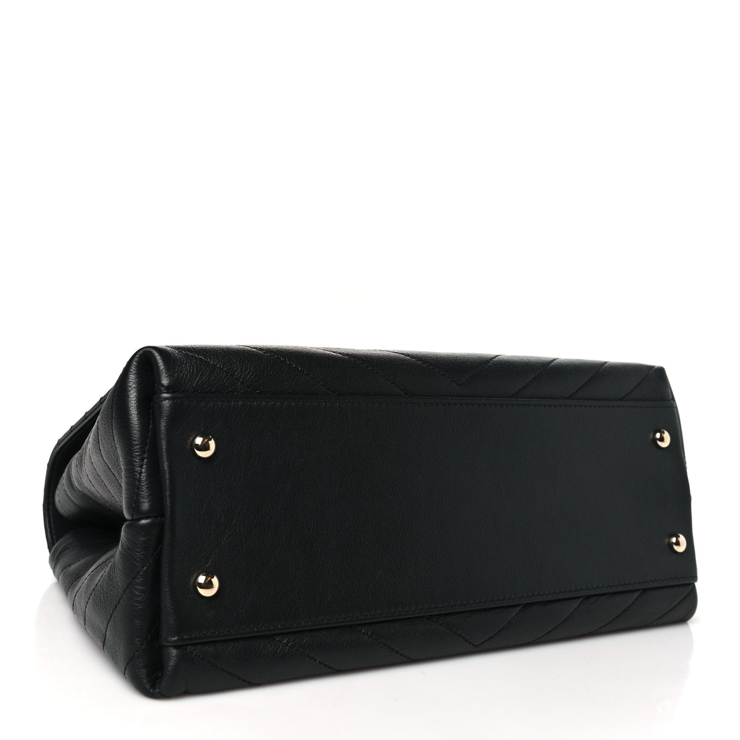 Grained Calfskin Small Chevron Chic Top Handle Flap Black