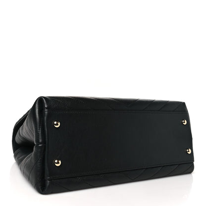 Chanel Grained Calfskin Small Chevron Chic Top Handle Flap Black 4 of 11