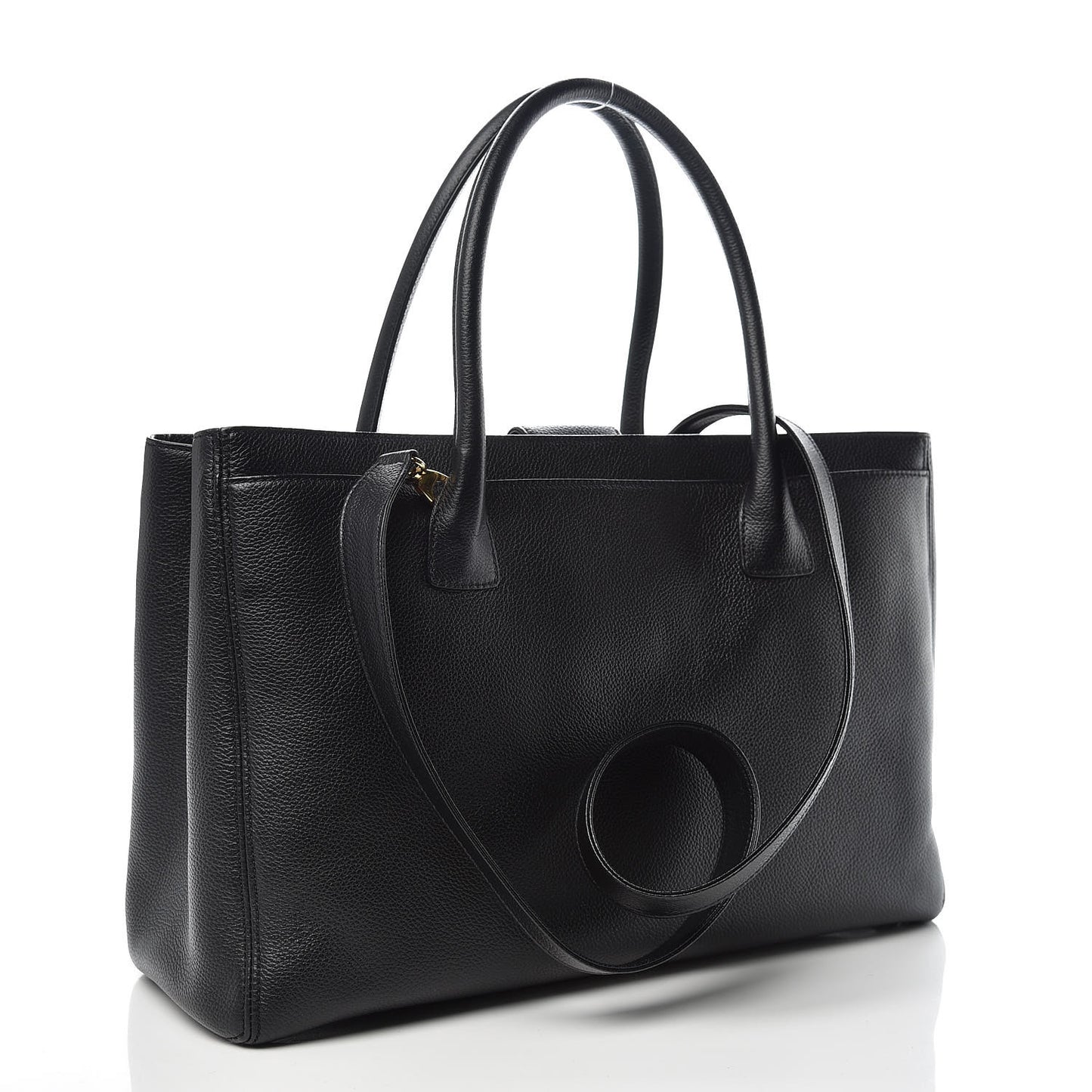 Calfskin Cerf Executive Shopper Tote Black