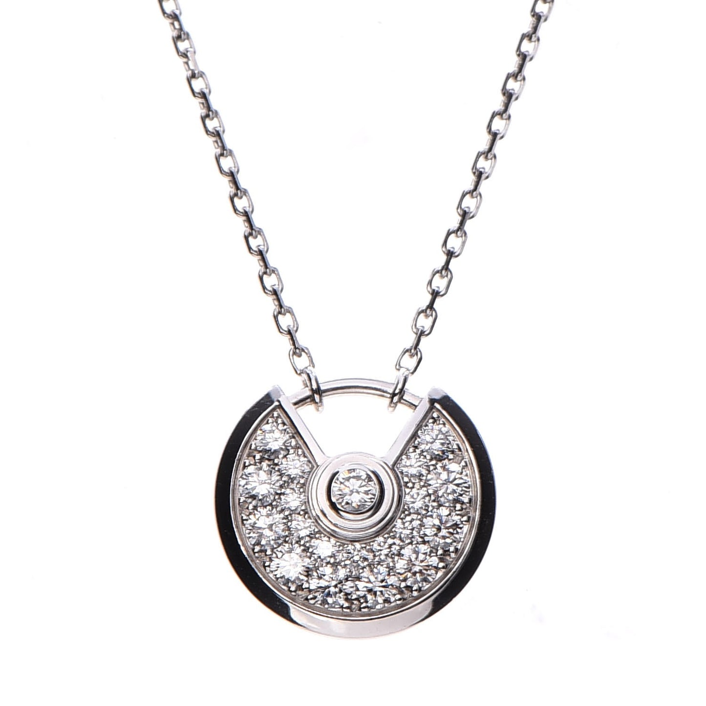 18K White Gold Diamond XS Amulette de Pendant Necklace