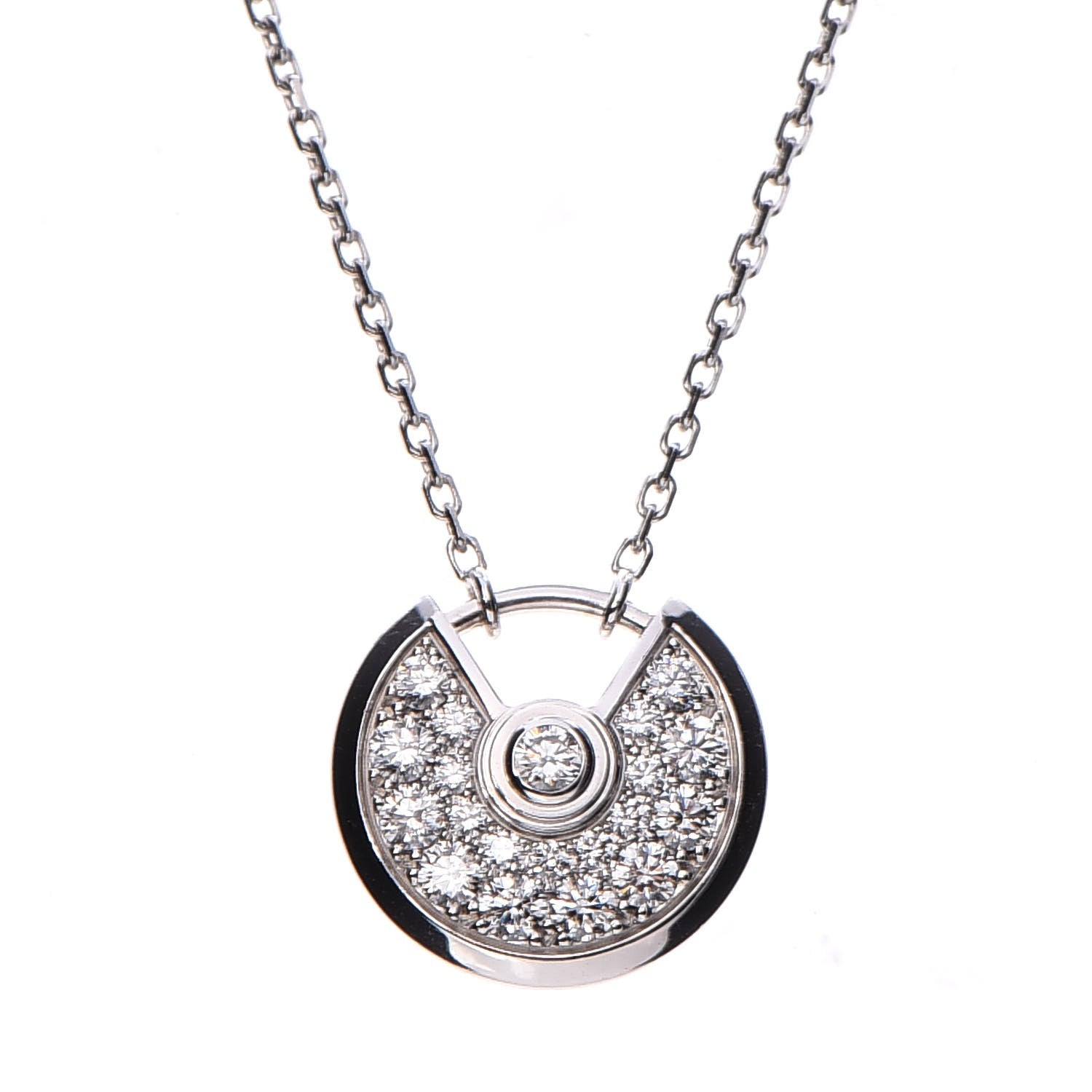 Cartier 18K White Gold Diamond XS Amulette de Pendant Necklace 4 of 7