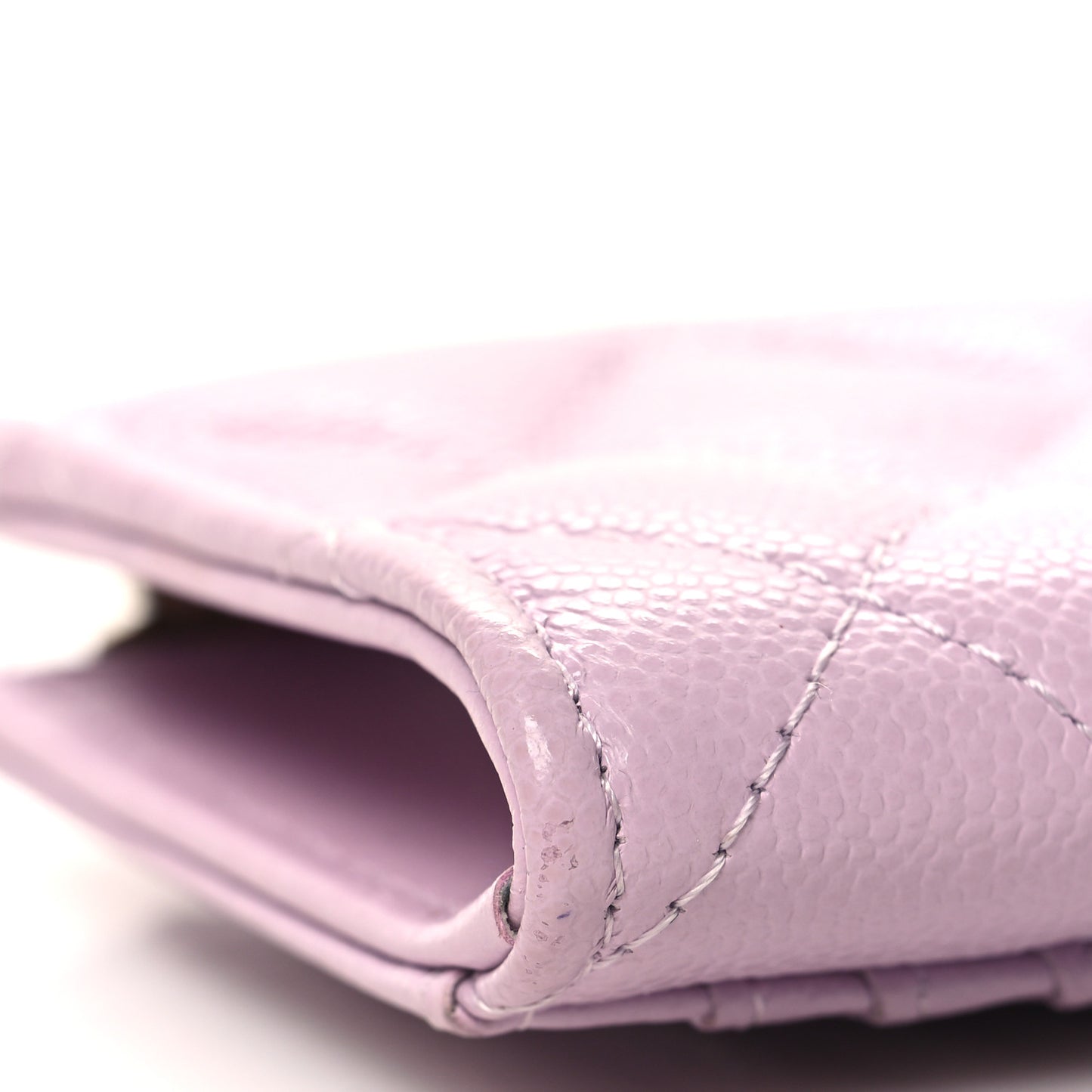 Caviar Quilted CC Zip Around Card Holder Light Purple