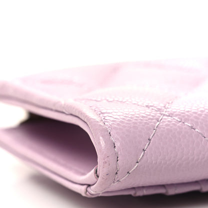Chanel Caviar Quilted CC Zip Around Card Holder Light Purple 8 of 10