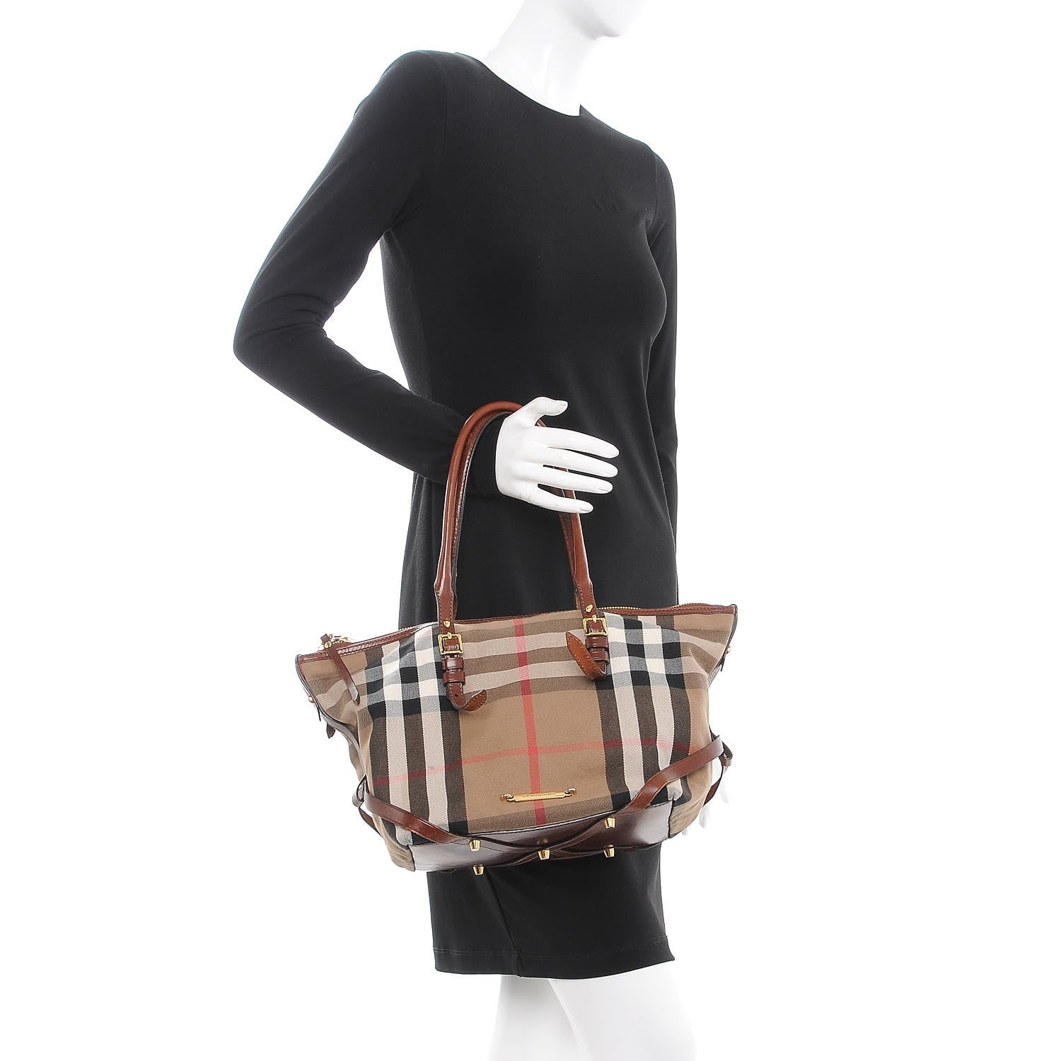 Burberry House Check Bridle Calfskin Small Salisbury Tote Tan 2 of 16