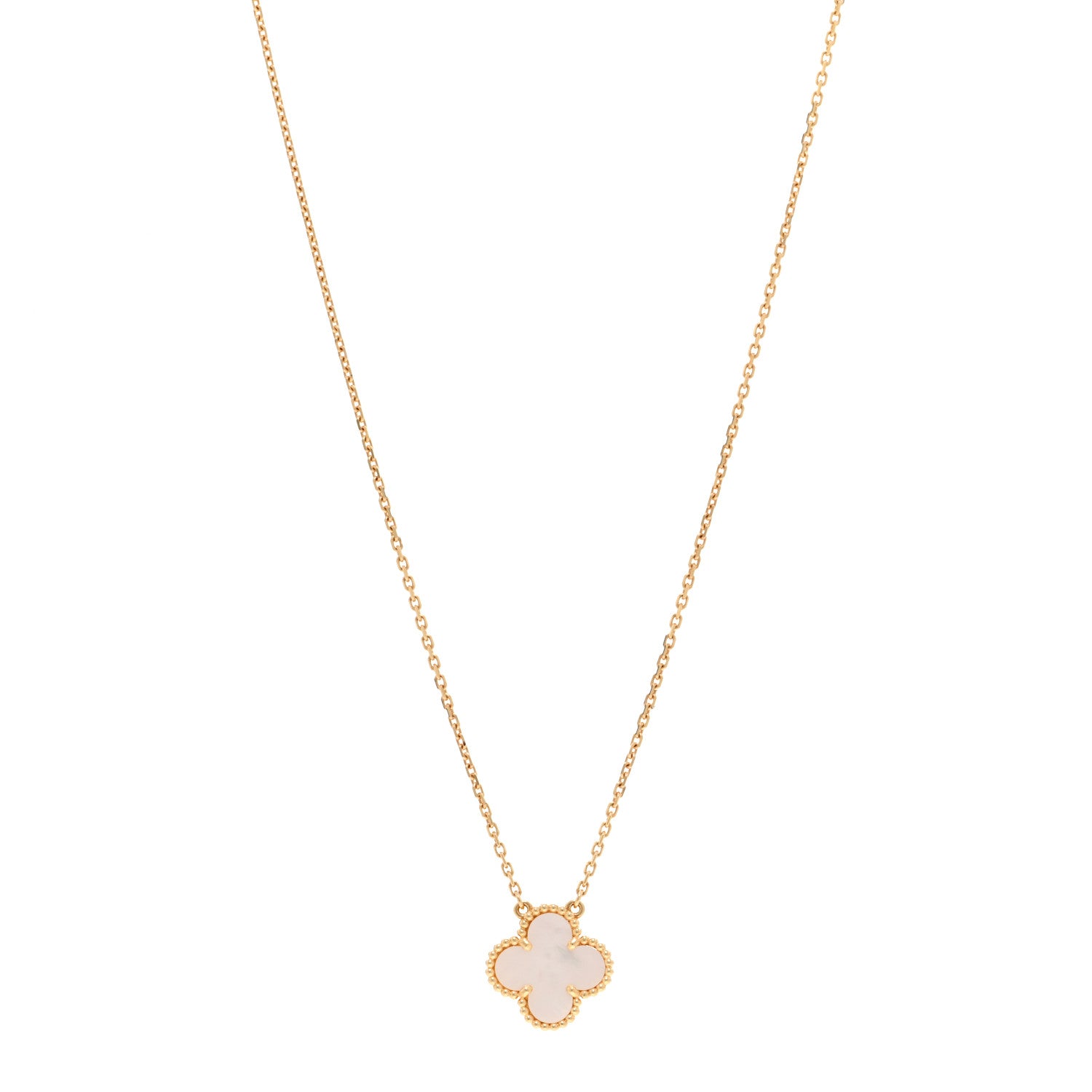 Van Cleef & Arpels VAN CLEEF & ARPELS 18K Yellow Gold Mother of Pearl Vintage Alhambra Pendant Necklace 1 of 6