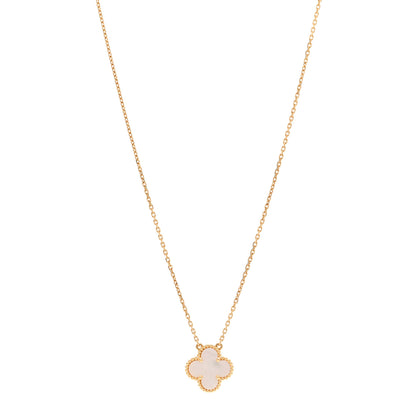 Van Cleef & Arpels VAN CLEEF & ARPELS 18K Yellow Gold Mother of Pearl Vintage Alhambra Pendant Necklace 1 of 6