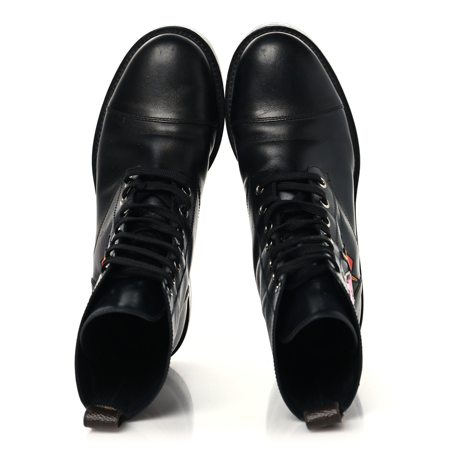 Calfskin LV Black Heart Flat Ranger Boots 37 Black