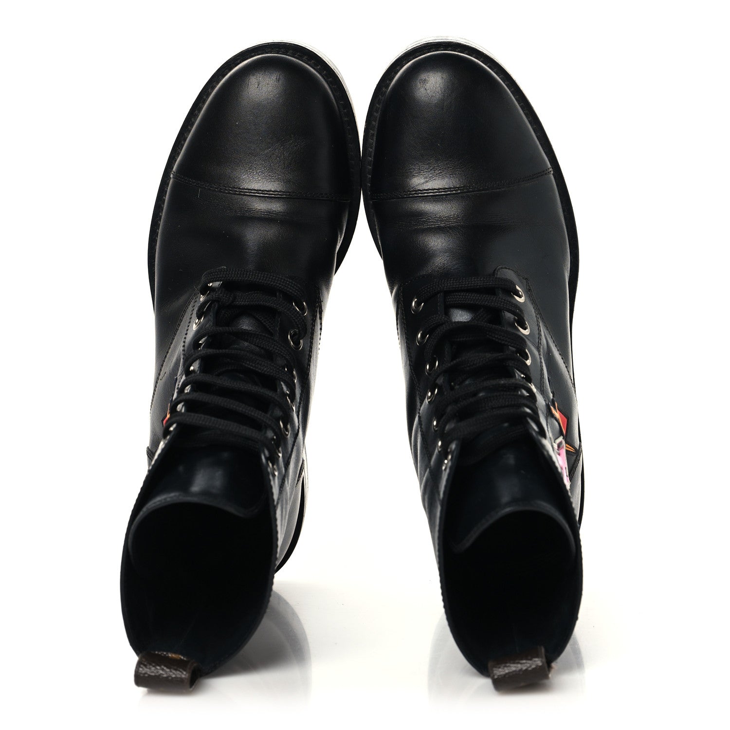 Louis Vuitton Calfskin LV Black Heart Flat Ranger Boots 37 Black 2 of 11