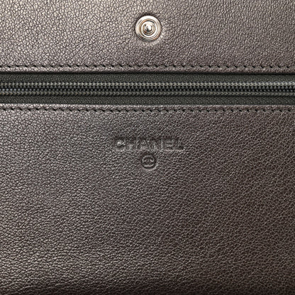 Chanel Metallic Lambskin Chevron Quilted Wallet On Chain WOC Grey 7 of 13