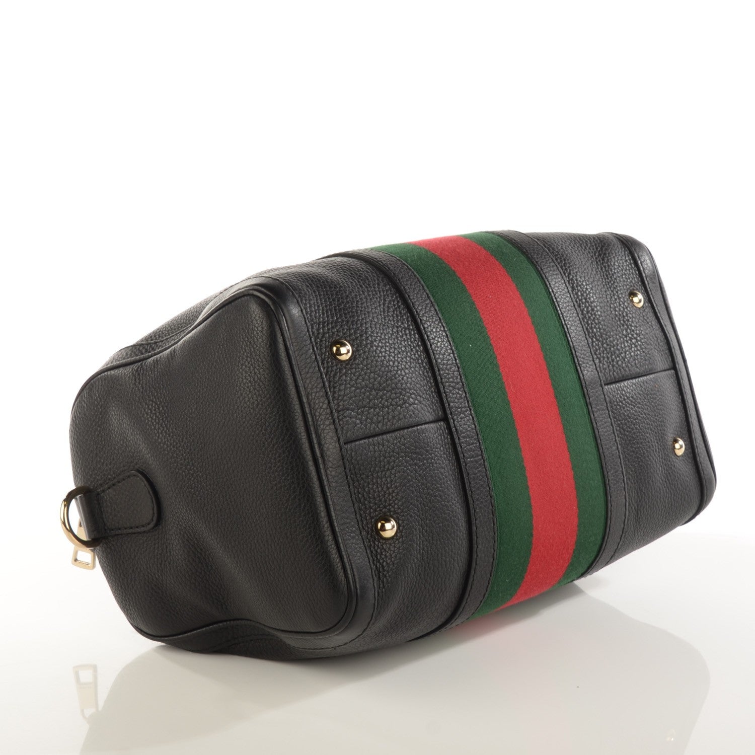 Gucci Calfskin Vintage Web Medium Boston Black 4 of 7