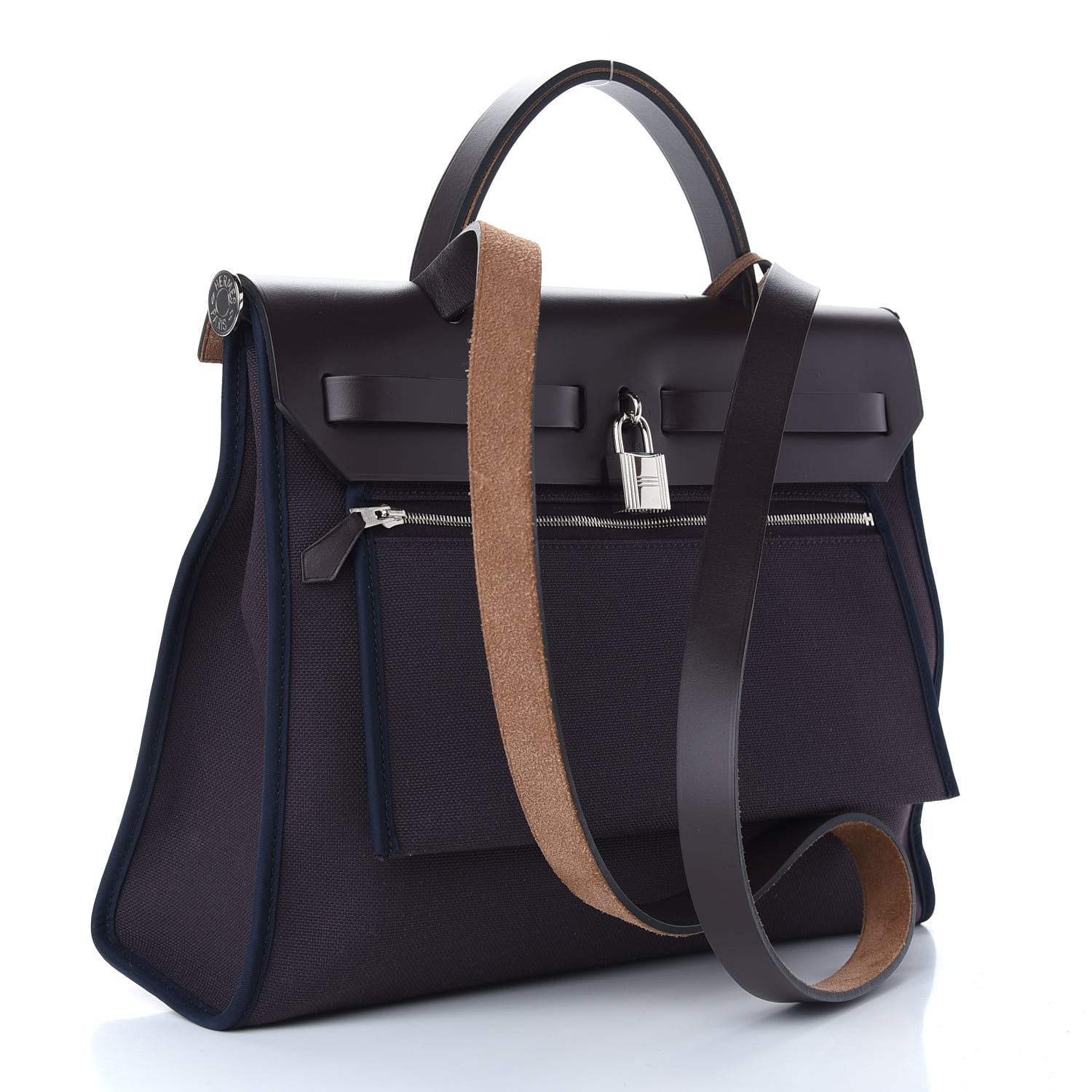Hermes Military Toile Vache Hunter Herbag Zip PM 31 Prune Noir Marine 3 of 9