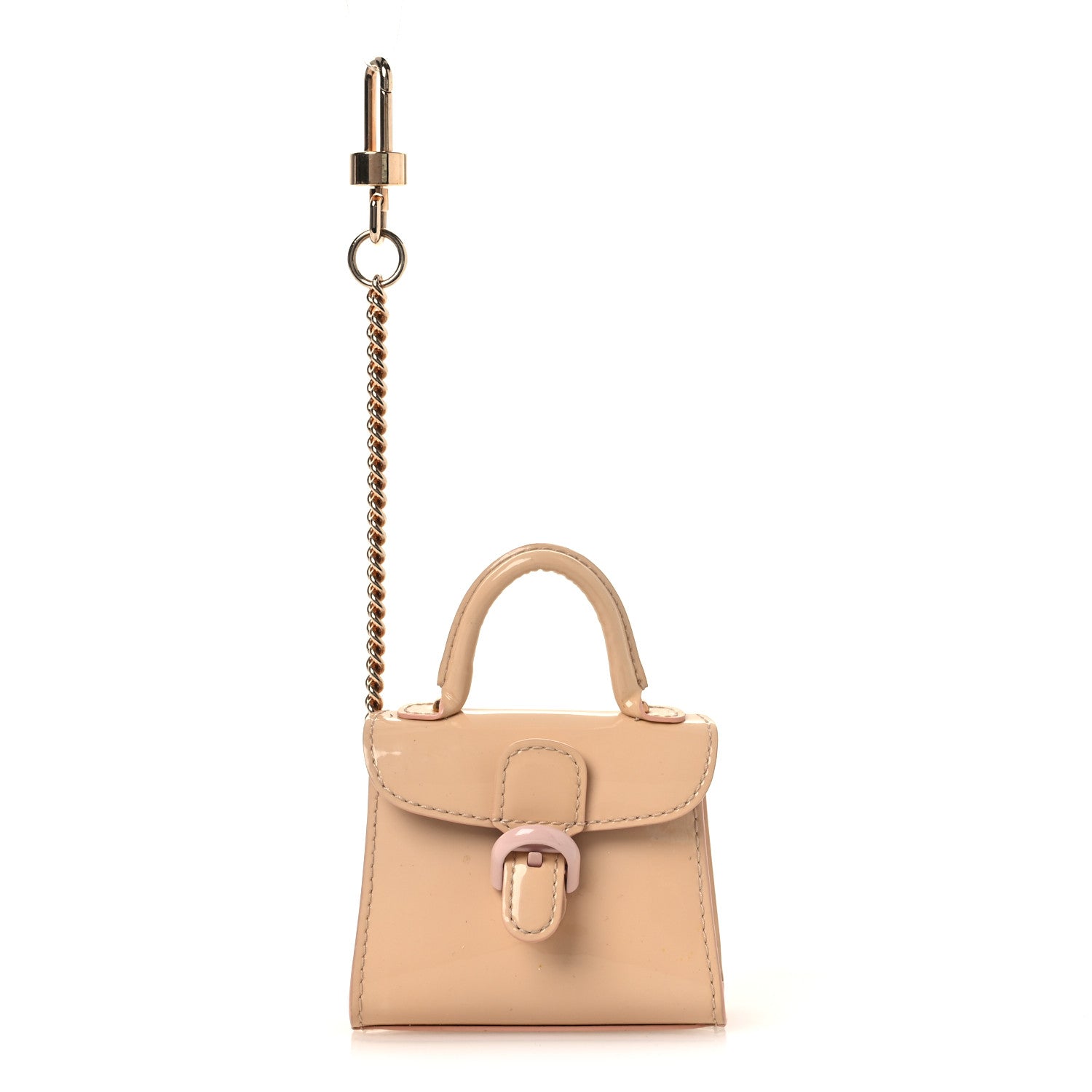 DELVAUX ベージュ ケース Delvaux Patent Calfskin Mini Brillant Bag Charm Beige 1867333