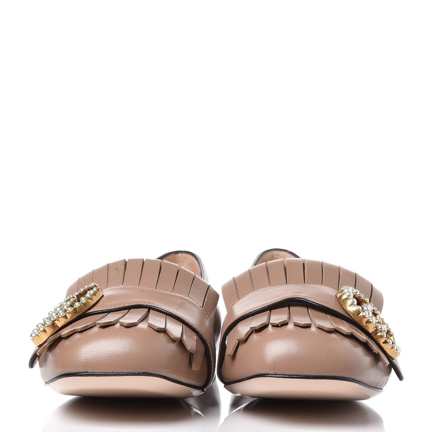 Malaga Kid Pearly GG Marmont Fringe Flats 35.5 Porcelain Rose