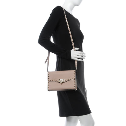 Valentino Garavani Pebbled Calfskin Medium Rockstud Flip Lock Crossbody Bag Poudre 2 of 6