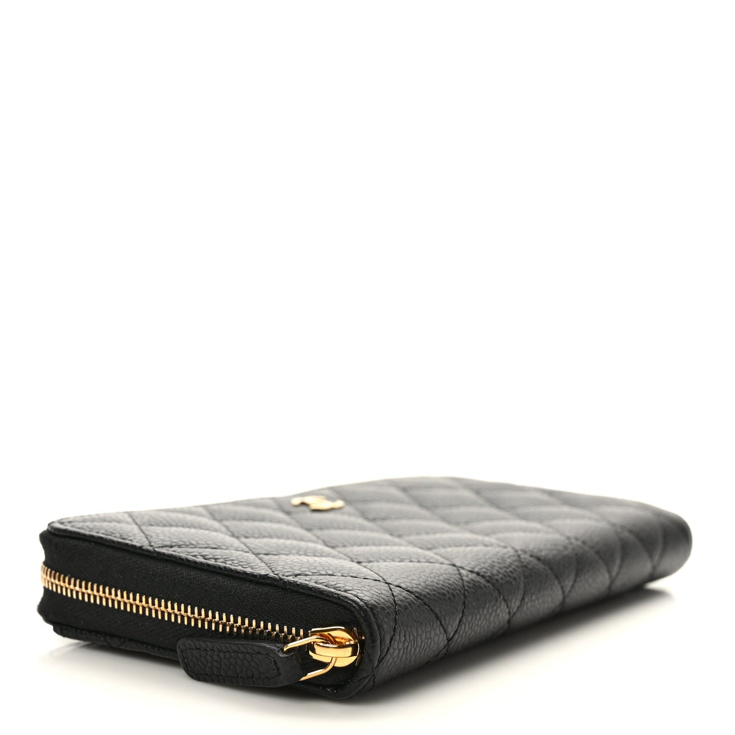 Caviar Quilted Large Gusset Zip Around Wallet Black