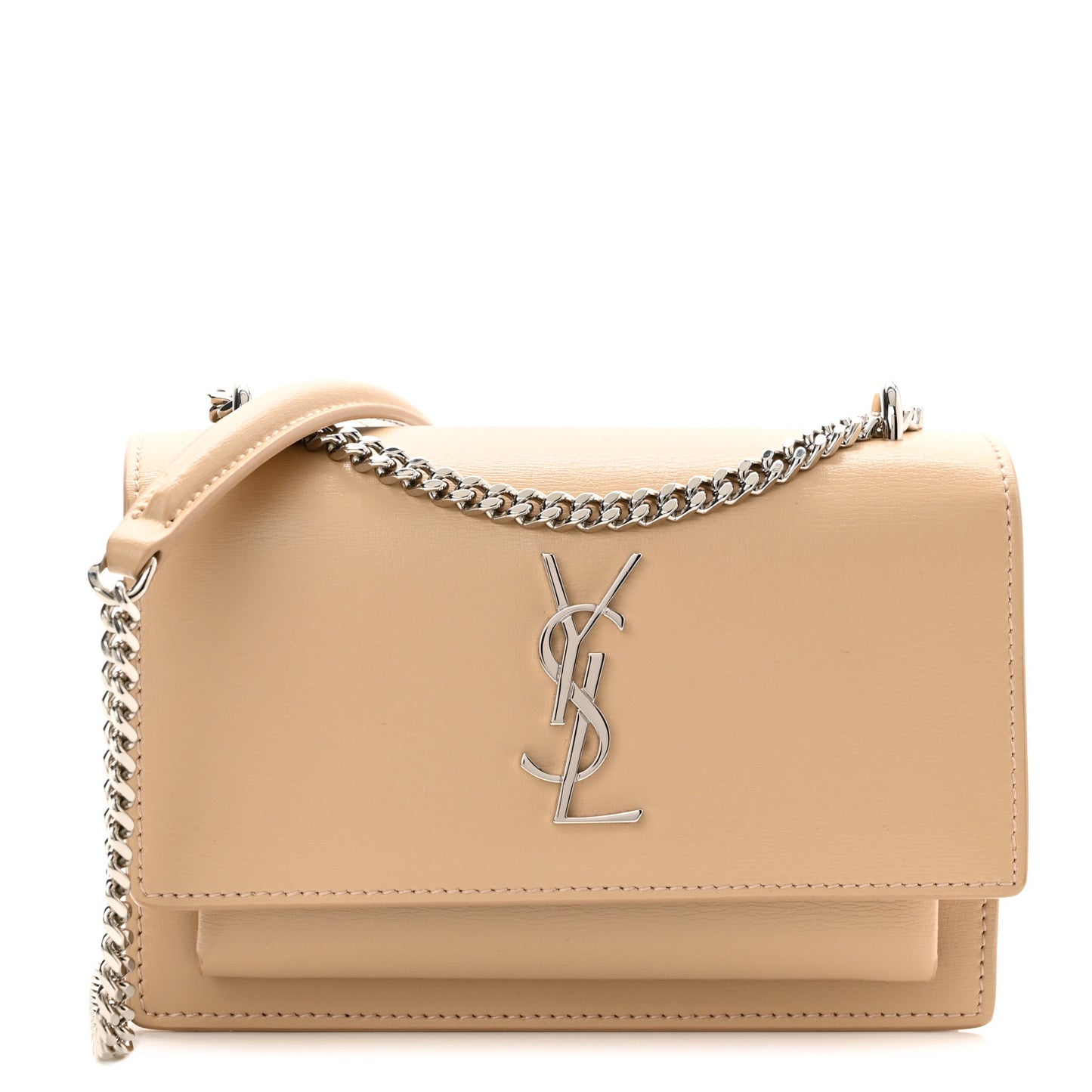 Calfskin Monogram Sunset Chain Wallet Nude Powder