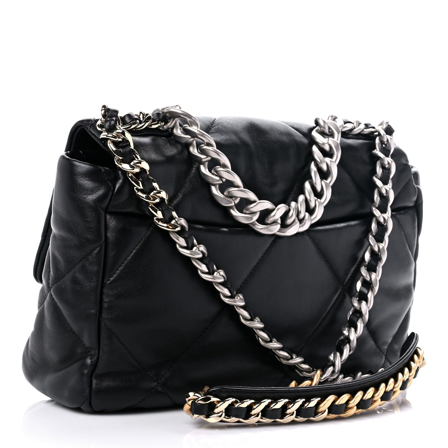 Lambskin Quilted Large Chanel 19 Flap Black