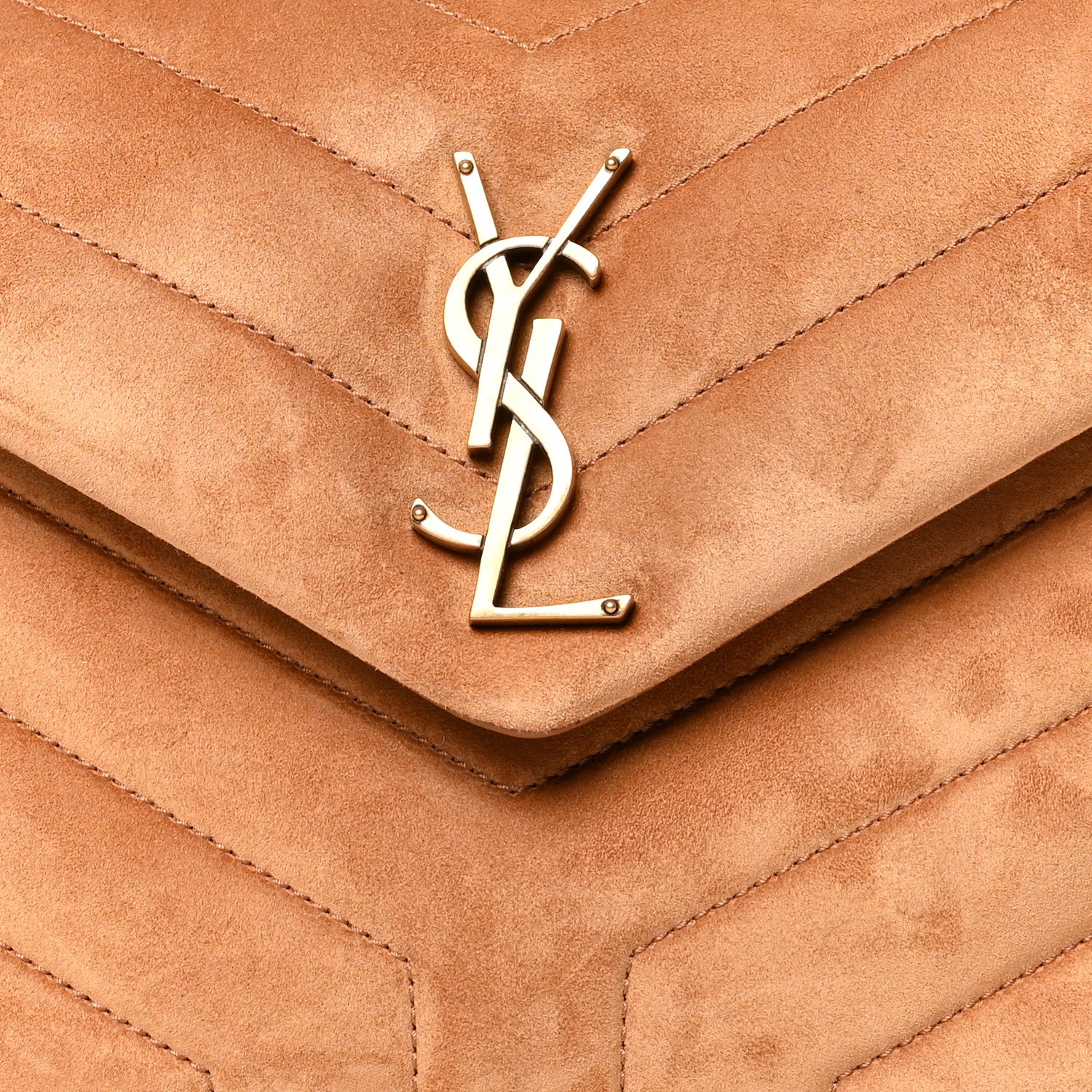Saint Laurent Suede Calfskin Y Quilted Monogram Small Loulou Chain Satchel Cinnamon 9 of 11
