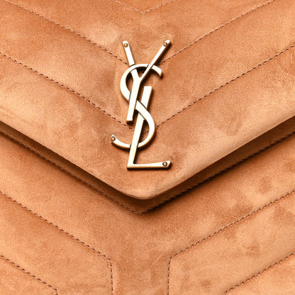 Saint Laurent Suede Calfskin Y Quilted Monogram Small Loulou Chain Satchel Cinnamon 9 of 11