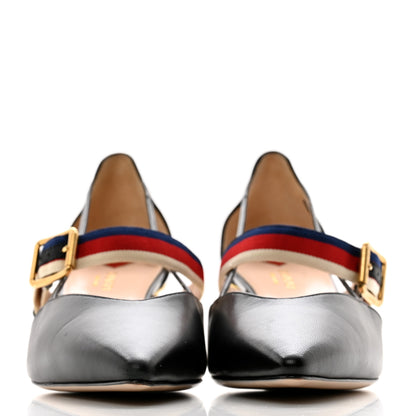 Gucci Malaga Kid Grosgrain Sylvie Web Bamboo Low Heel Pumps 40 Black 2 of 12